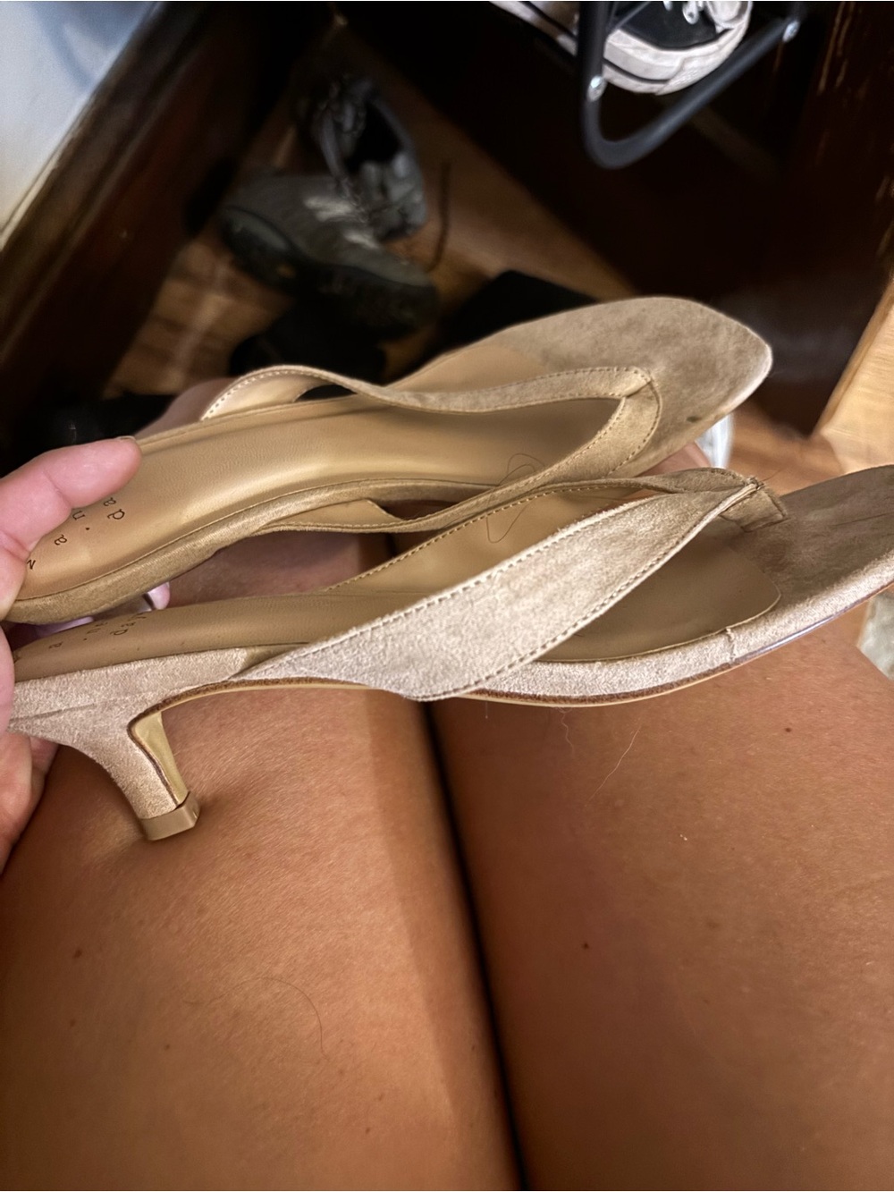 Target Nude Suede Slingback Kitten Heel Sandals